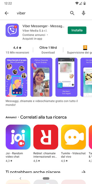 Seleziona l'applicazione