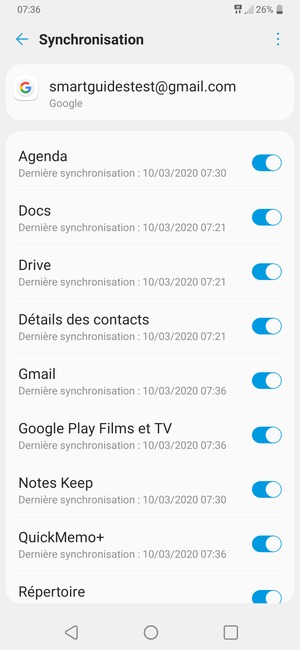 Sélectionnez le bouton du Menu