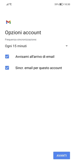 Seleziona AVANTI