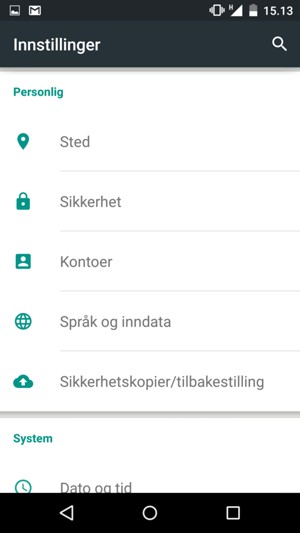 Bla til og velg Sikkerhet