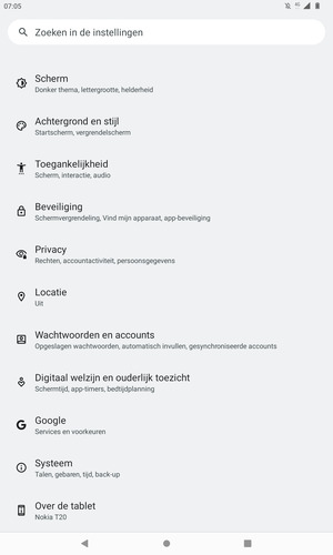 Scroll naar en selecteer Beveiliging