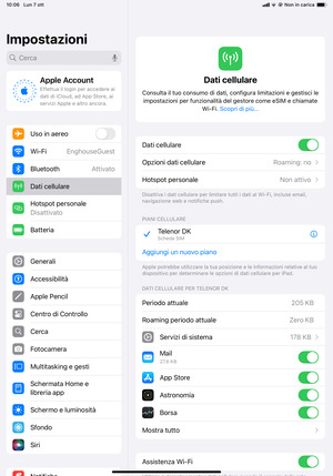 Seleziona Dati cellulare e poi Opzioni dati cellulare