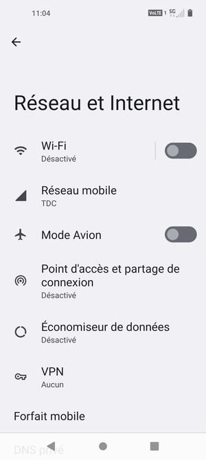 Sélectionnez Réseau mobile