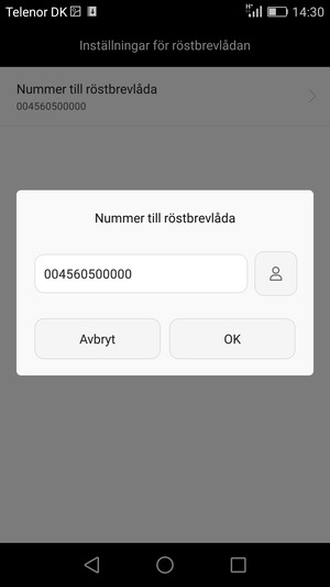 Ange Nummer til röstbrevlåda och välj OK