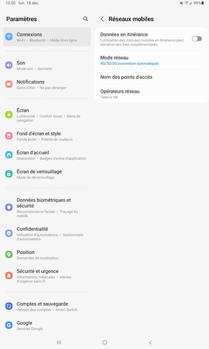 Pour changer de réseau en cas de problèmes de réseau, sélectionnez Opérateurs réseau