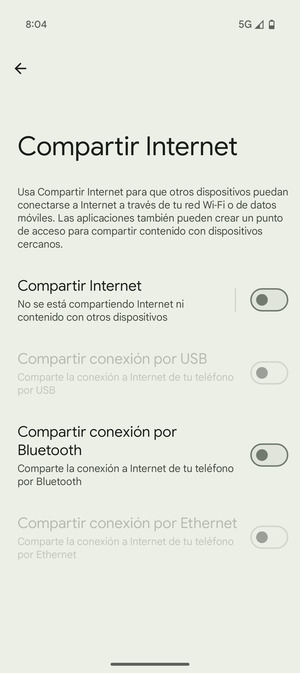 Seleccione Compartir Internet