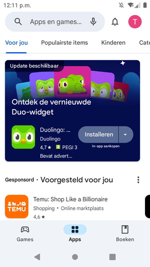 Selecteer de zoekbalk
