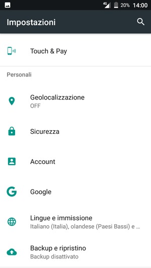 Scorri e seleziona Account