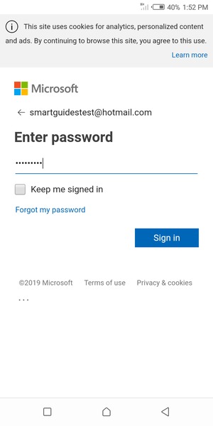 Enter your password and select Sign in