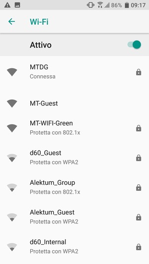 Ora sei connesso alla rete Wi-Fi