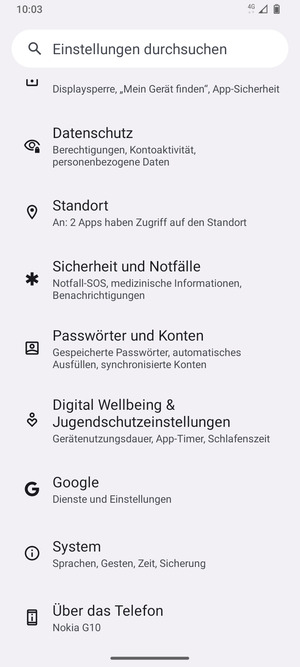Scrollen Sie und wählen Sie Passwörter und Konten