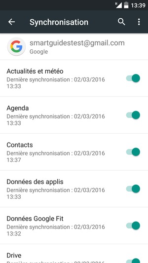 Sélectionnez le bouton du Menu