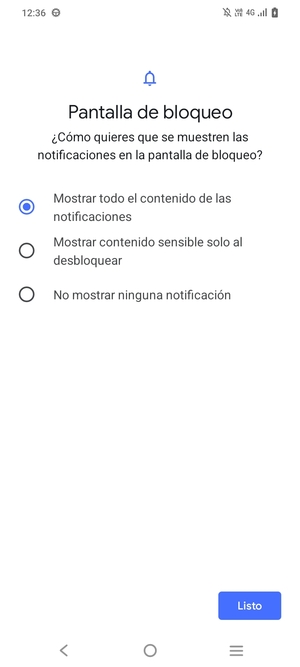 Seleccione la opción deseada y seleccione Listo