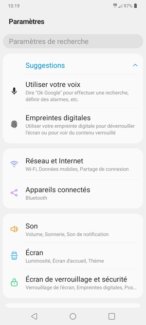 Sélectionnez Réseau et Internet