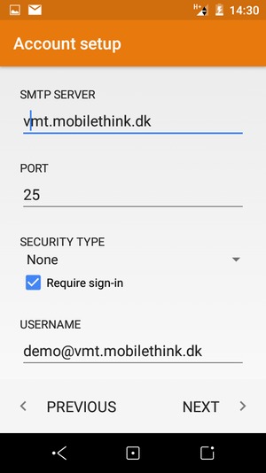 Enter Outgoing server address
