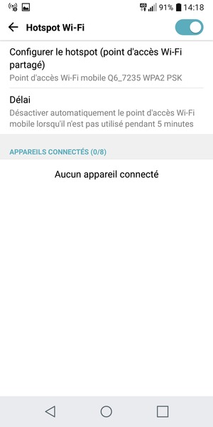 Votre téléphone est maintenant configuré pour être utilisé comme modem