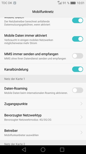 Um das Netzwerk zu wechseln, falls Probleme auftreten, wählen Sie Betreiber