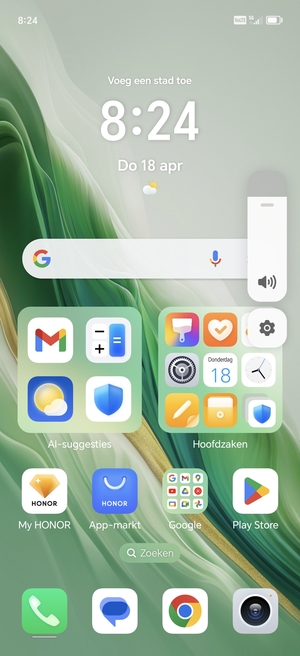 Ingedrukt houden om het volume naar het gevraagde niveau te brengen