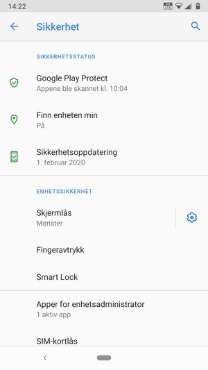 Telefonen din er nå sikret med en skjermlås