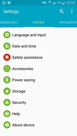 Scroll to and select About device