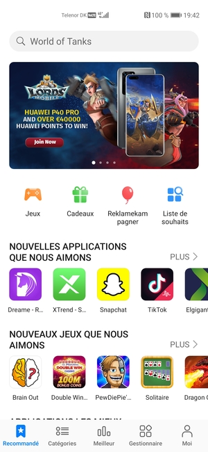 Sélectionnez la barre de Recherche