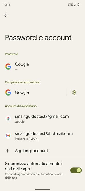 Seleziona il tuo account Google