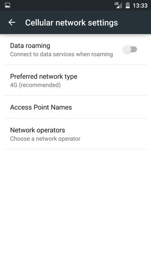 Select Preferred network type