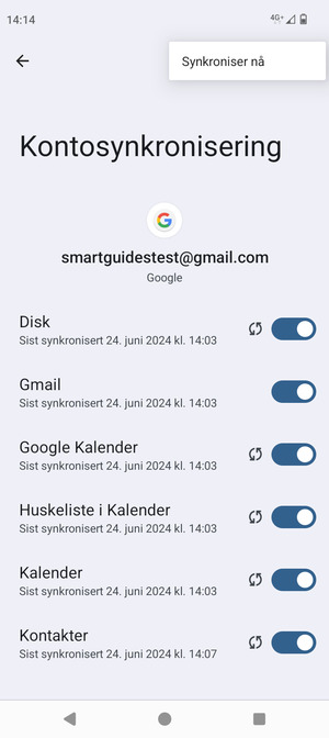 Velg Synkroniser nå
