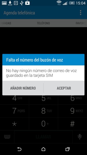 Si el correo de voz no está configurado, seleccione AÑADIR NÚMERO