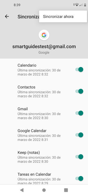 Seleccione Sincronizar ahora