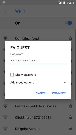 Enter the Wi-Fi password and select CONNECT