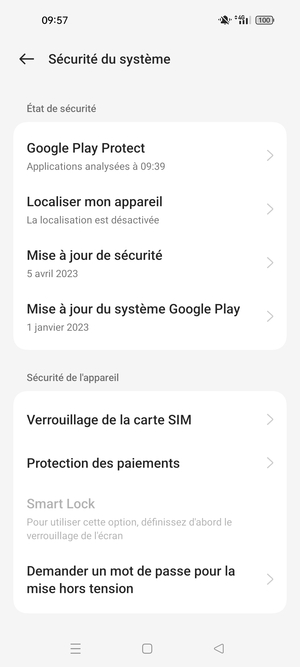 Faites défiler et sélectionnez Verrouillage de la carte SIM