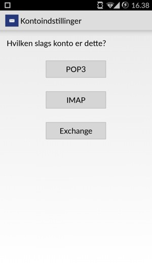 Vælg POP3 eller IMAP