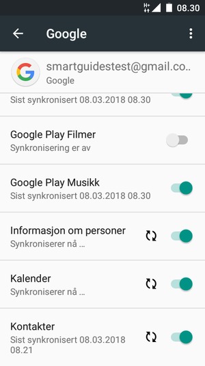 Din informasjon blir synkronisert