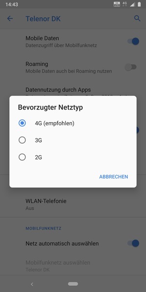Wählen Sie die gewünschte Option