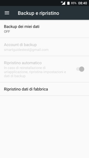 Seleziona Backup dei miei dati