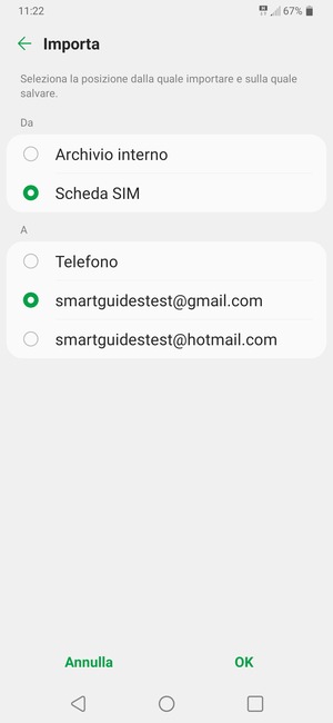 Seleziona il tuo account Google e poi OK