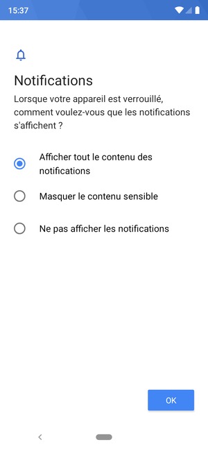 Sélectionnez votre option préférée et sélectionnez OK
