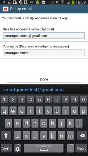 Give your account a name and enter your name. Select Done