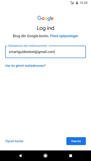 Indtast din Gmail adresse og vælg Næste