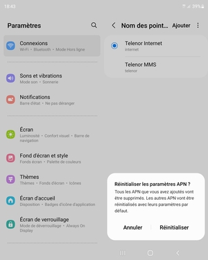 Sélectionnez Réinitialiser