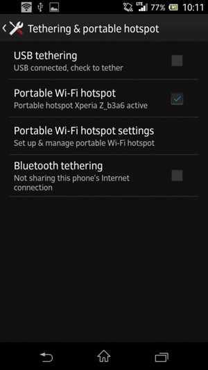 Your phone is now set up for use as a modem