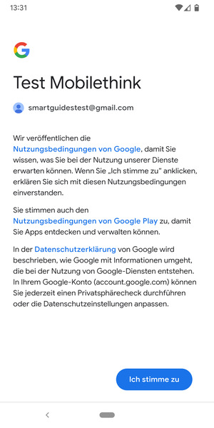 Wählen Sie Ich stimme zu