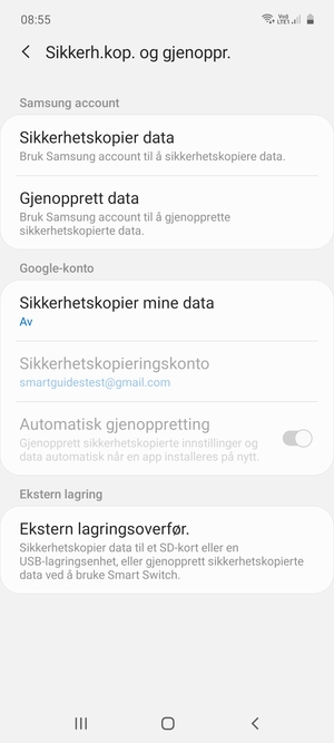 Velg Sikkerhetskopier mine data