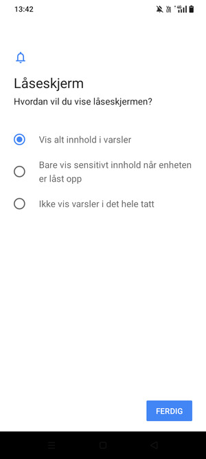 Velg ønsket alternativ og velg FERDIG