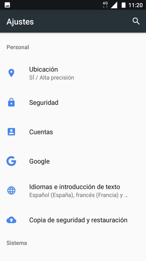 Desplácese y seleccione Ubicación