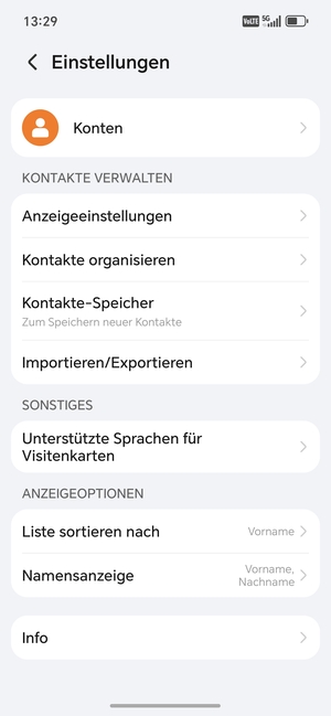 Wählen Sie Importieren/Exportieren