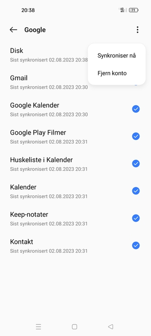 Velg Synkroniser nå