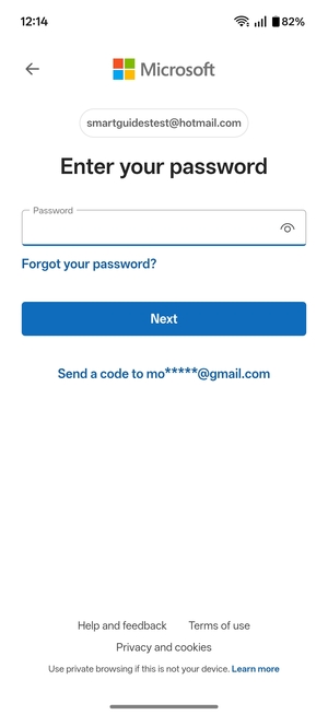 Enter your password and select Next