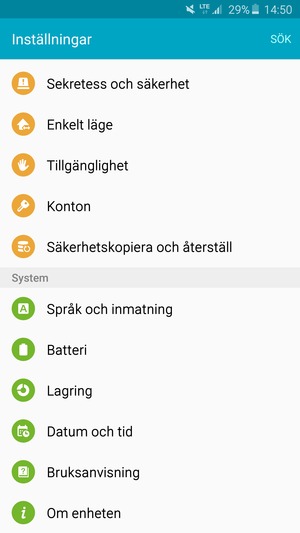 Scrolla till och välj Batteri